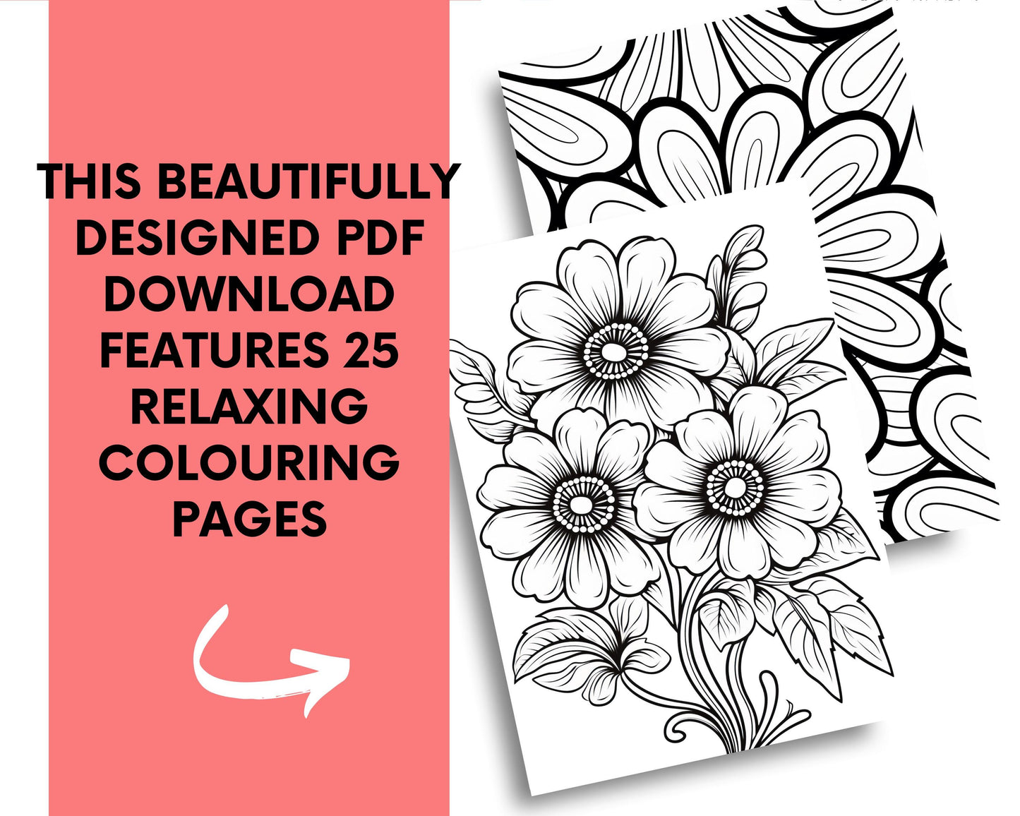 Groovy Flower Colouring Book | Printable PDF | Retro-Inspired Relaxation for Kids and Adults