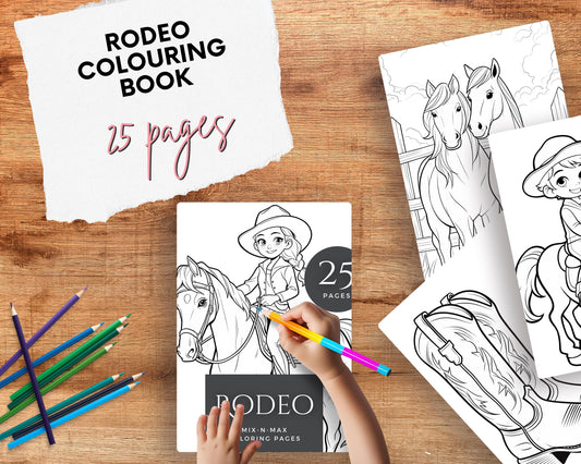 Rodeo Colouring Book | 25 Printable Pages | Cowboy and Western Theme | Instant Download | Adult and Kids Colouring Pages