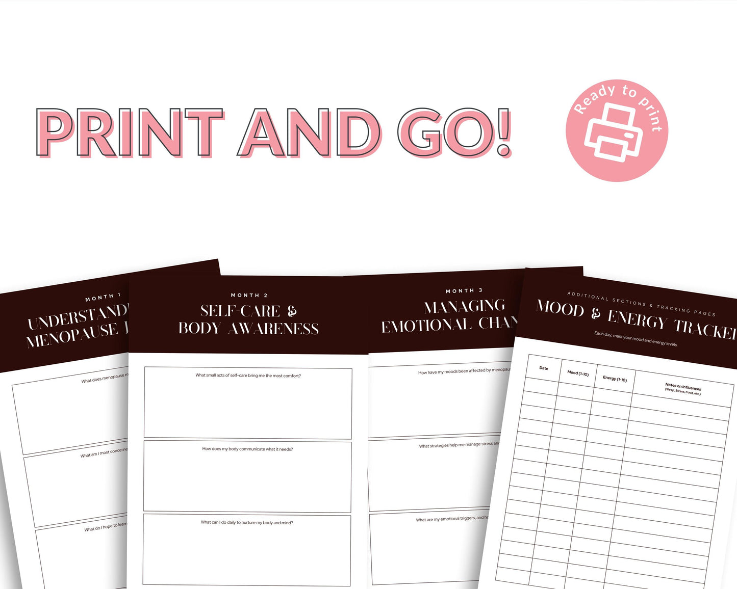 Menopause Journal | Guided Wellness Tracker | Canva Template + Printable PDF | Self-Care and Symptom Management