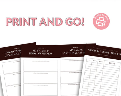 Menopause Journal | Guided Wellness Tracker | Canva Template + Printable PDF | Self-Care and Symptom Management