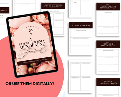 Menopause Journal | Guided Wellness Tracker | Canva Template + Printable PDF | Self-Care and Symptom Management