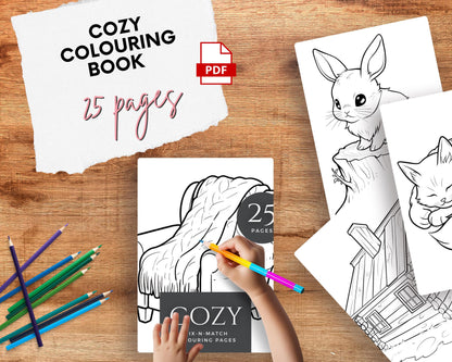 a child&#39;s hand is drawing a picture of a cat