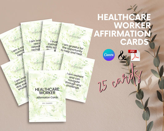 a set of five health care worker affirmation cards