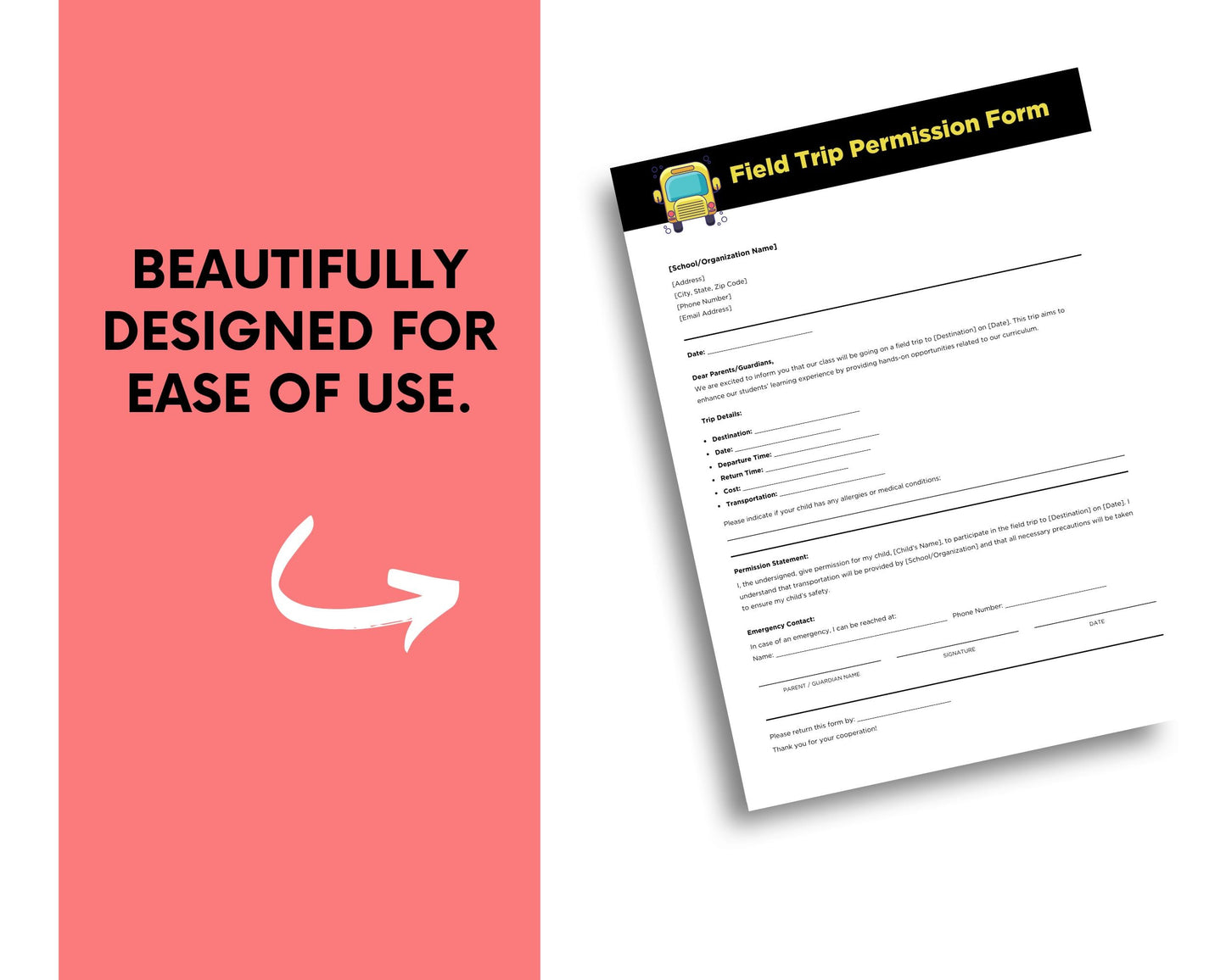 a piece of paper with the words beautifully designed for ease of use