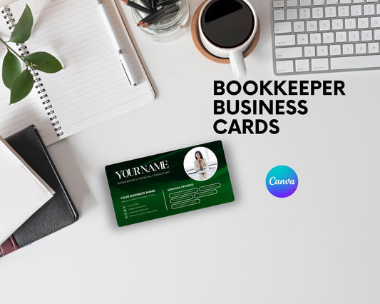Bookkeeper Business Card | Canva Template Only | Editable Professional Design for Finance & Accounting