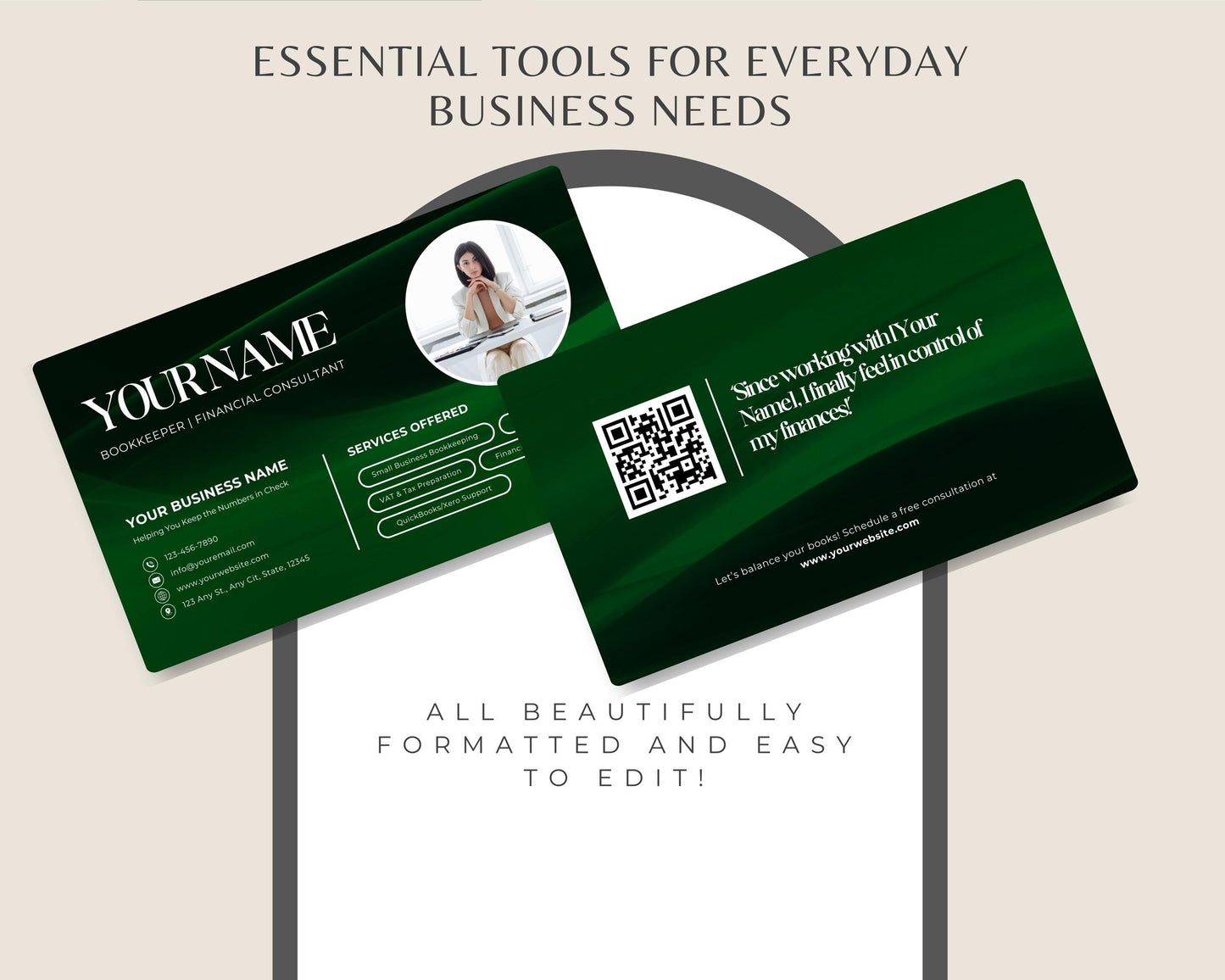 Bookkeeper Business Card | Canva Template Only | Editable Professional Design for Finance & Accounting