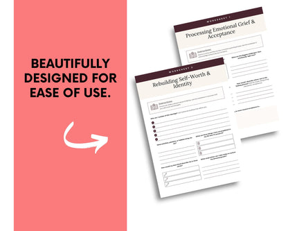 Divorce Therapy Worksheets | Printable PDF & Editable Canva Template | Mental Health and Healing Toolkit