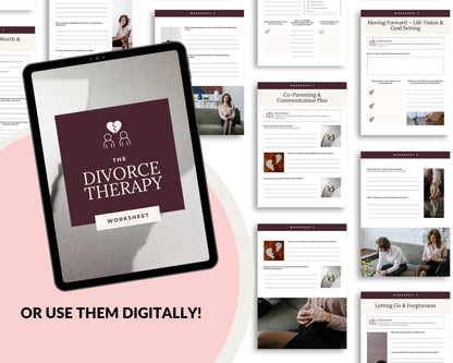 Divorce Therapy Worksheets | Printable PDF & Editable Canva Template | Mental Health and Healing Toolkit