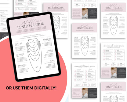 Necklace Length Guide | Printable Jewelry Sizing Chart | Canva Template + PDF | Jewelry Business Insert | Necklace Measurement Chart