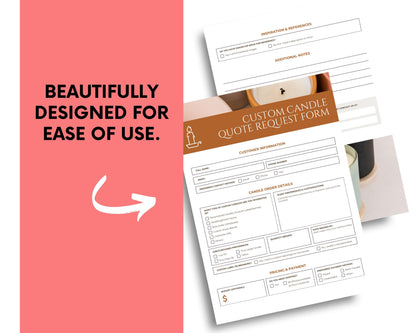 Custom Candle Quote Request Form | Canva Template + Printable PDF | Candle Business Order Form | Editable Client Inquiry Sheet