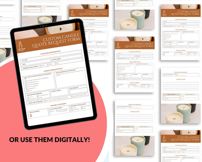 Custom Candle Quote Request Form | Canva Template + Printable PDF | Candle Business Order Form | Editable Client Inquiry Sheet