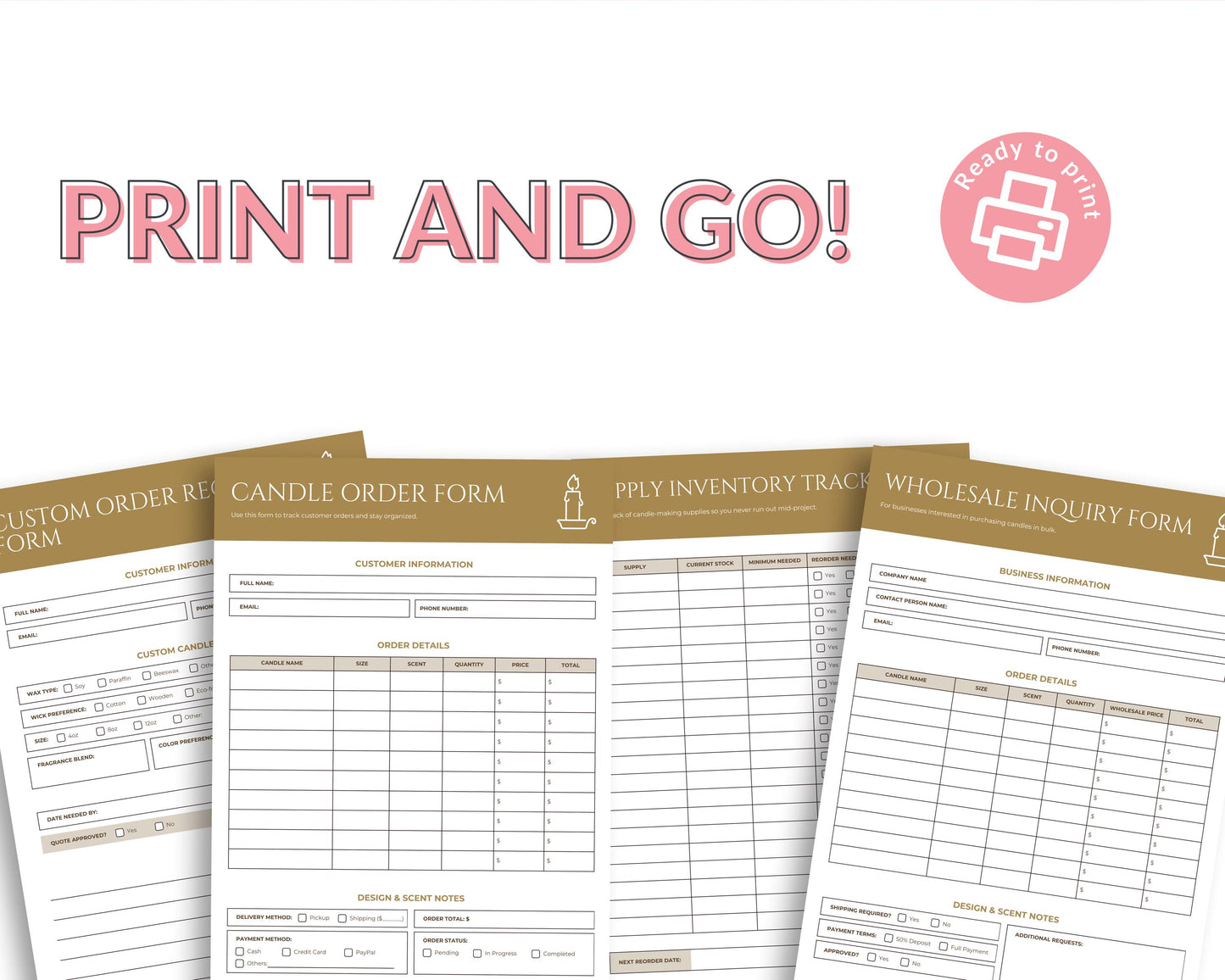 Candle Business Toolkit | Canva Template + Printable PDF | Small Business Organizer | Inventory, Pricing, Marketing Sheets