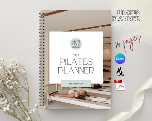Pilates Planner | 14-Page Printable PDF and Canva Template | Fitness, Wellness and Progress Tracker