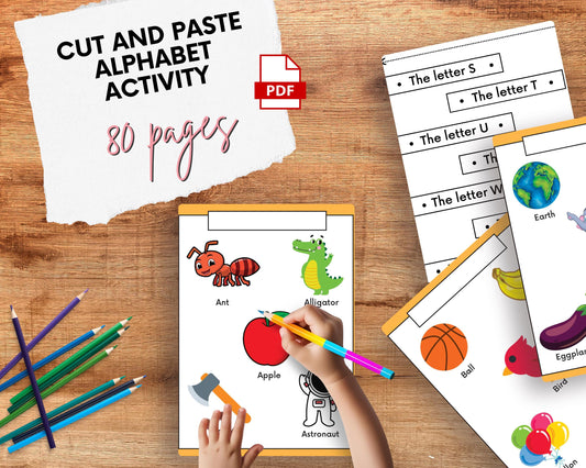 Cut and Paste Alphabet Activity | Printable PDF | Fine Motor & Letter Recognition Practice for Early Learners