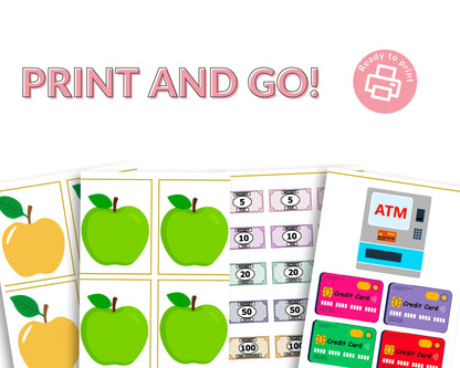 Pretend Play Apple Orchard Kit | Printable PDF | Dramatic Play Market Set for Kids | Apple Stand Role Play