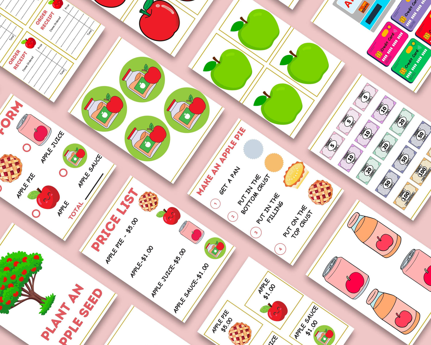 Pretend Play Apple Orchard Kit | Printable PDF | Dramatic Play Market Set for Kids | Apple Stand Role Play