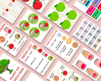 Pretend Play Apple Orchard Kit | Printable PDF | Dramatic Play Market Set for Kids | Apple Stand Role Play