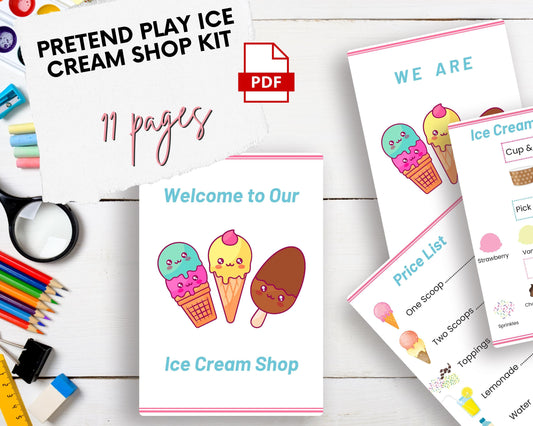 Pretend Play Ice Cream Shop Kit | Printable PDF | Dramatic Play Activity for Early Learners