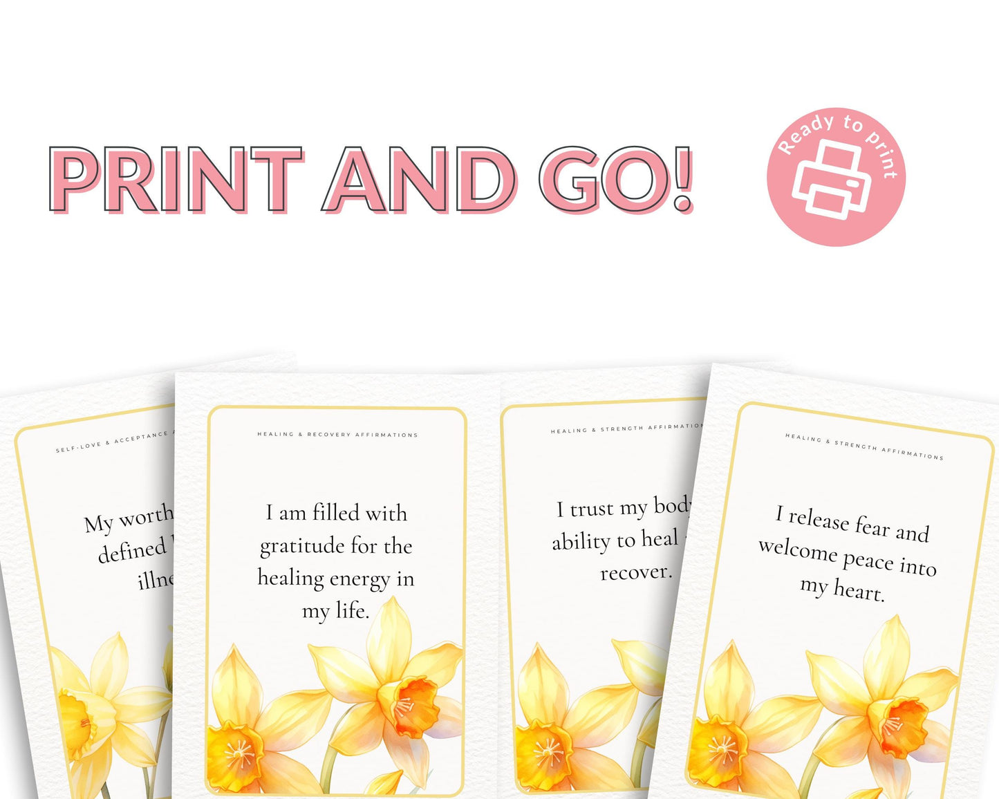 a set of three cards with a picture of a daffodil