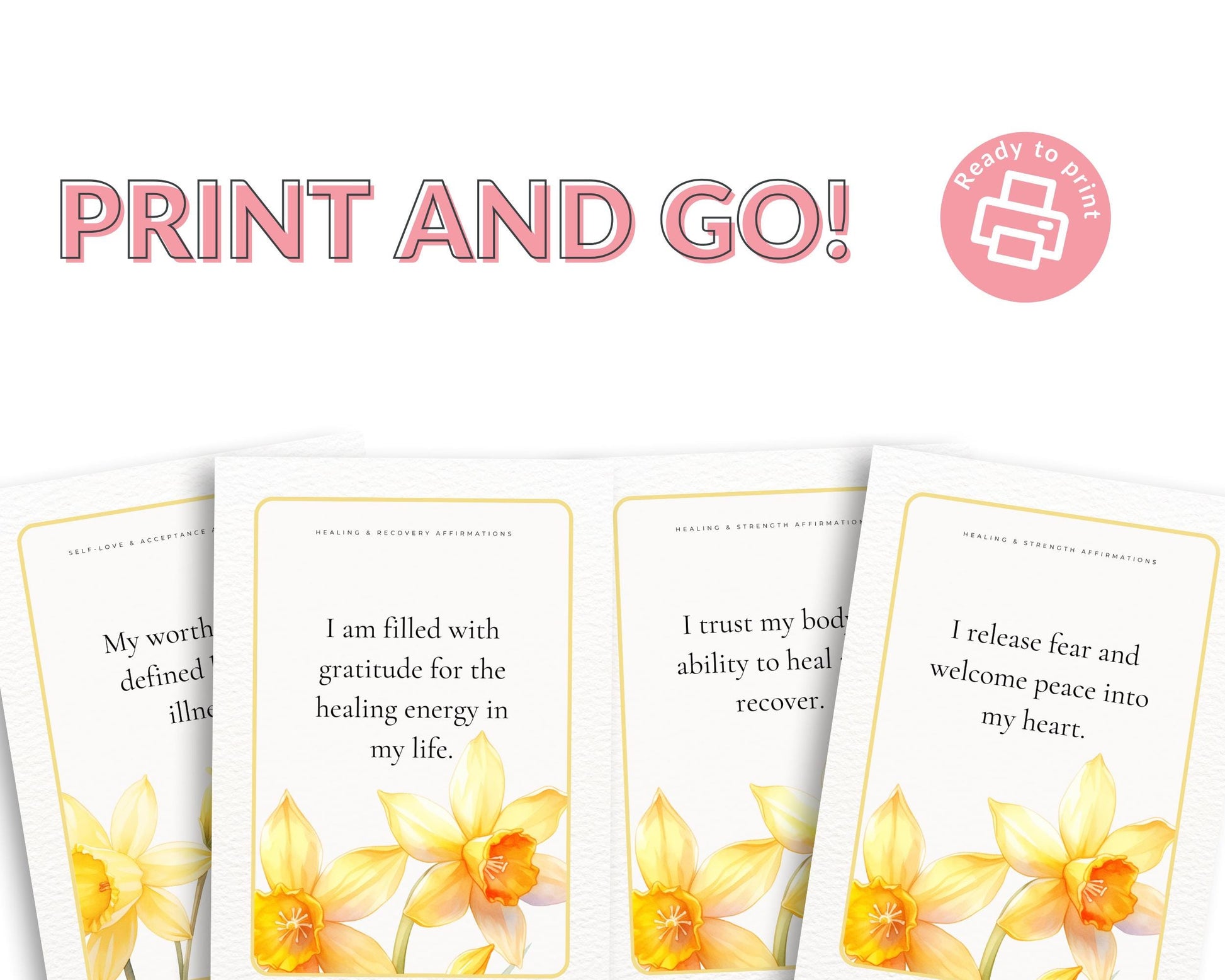 a set of three cards with a picture of a daffodil