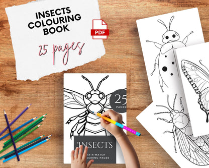 a child&#39;s hand is drawing a picture of a bug