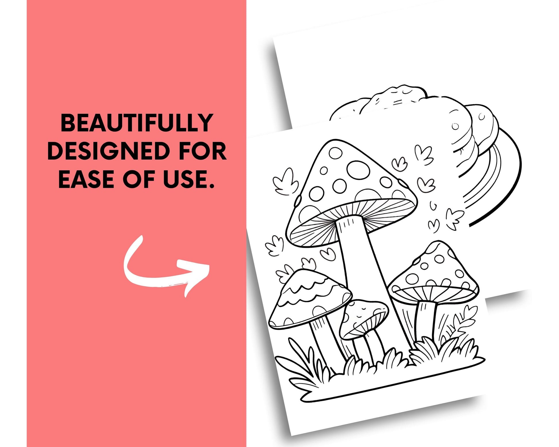 a picture of a mushroom with the words beautiful designed for ease of use