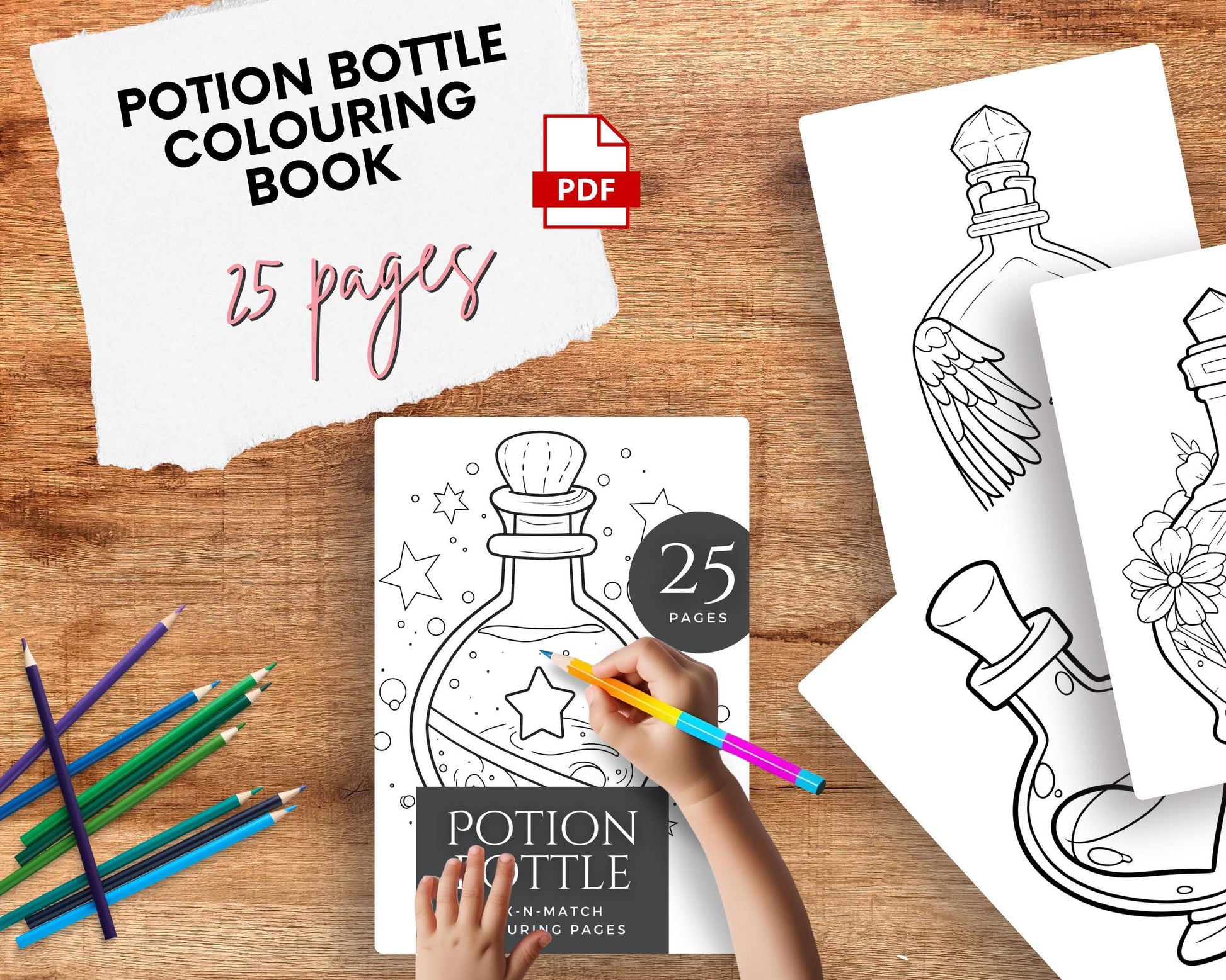 a person is drawing a picture of a bottle